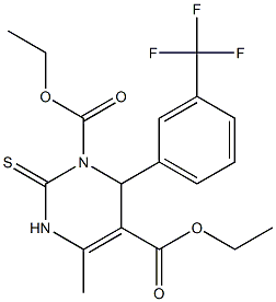 1,2,3,4-Tetrahydro-6-methyl-4-(3-trifluoromethylphenyl)-2-thioxopyrimidine-3,5-dicarboxylic acid diethyl ester Struktur