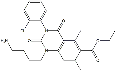 1,2,3,4-Tetrahydro-3-(2-chlorophenyl)-1-(4-aminobutyl)-5,7-dimethyl-2,4-dioxoquinazoline-6-carboxylic acid ethyl ester Struktur