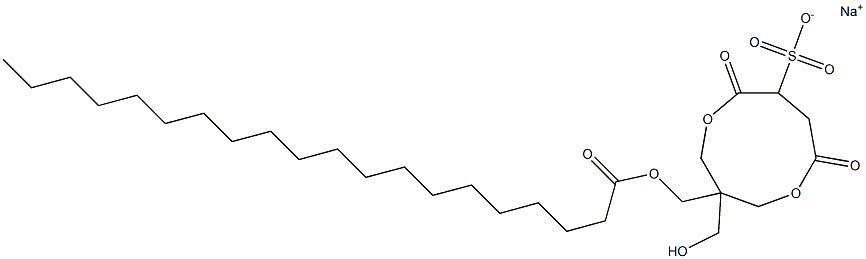 1-(1-Oxoicosyloxymethyl)-1-(hydroxymethyl)-4,7-dioxo-3,8-dioxacyclononane-6-sulfonic acid sodium salt Struktur