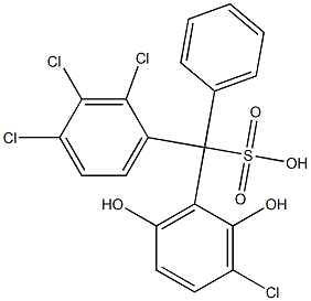 (3-Chloro-2,6-dihydroxyphenyl)(2,3,4-trichlorophenyl)phenylmethanesulfonic acid Struktur