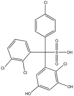 (4-Chlorophenyl)(2,3-dichlorophenyl)(2-chloro-3,5-dihydroxyphenyl)methanesulfonic acid Struktur