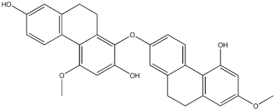 1-[(5-Hydroxy-7-methoxy-9,10-dihydrophenanthren)-2-yloxy]-4-methoxy-9,10-dihydrophenanthrene-2,7-diol Struktur