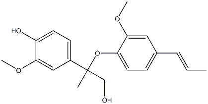 2-(4-Hydroxy-3-methoxyphenyl)-2-methyl-2-[4-[(E)-1-propenyl]-2-methoxyphenoxy]ethan-1-ol Struktur