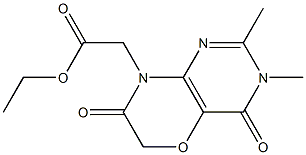 3,4,6,7-Tetrahydro-2,3-dimethyl-4,7-dioxo-8H-pyrimido[5,4-b][1,4]oxazine-8-acetic acid ethyl ester Struktur