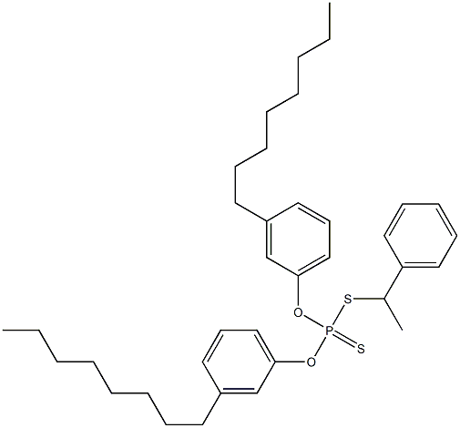 Dithiophosphoric acid O,O-bis(3-octylphenyl)S-(1-phenylethyl) ester Struktur