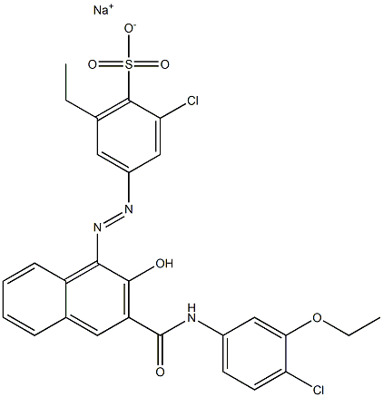 2-Chloro-6-ethyl-4-[[3-[[(4-chloro-3-ethoxyphenyl)amino]carbonyl]-2-hydroxy-1-naphtyl]azo]benzenesulfonic acid sodium salt Struktur