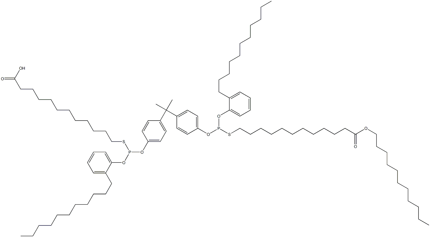 12,12'-[[Isopropylidenebis(4,1-phenyleneoxy)]bis[[(2-undecylphenyl)oxy]phosphinediylthio]]bis(dodecanoic acid undecyl) ester Struktur