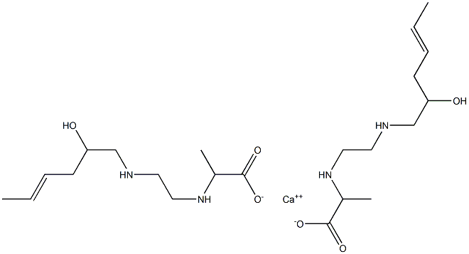 Bis[2-[N-[2-[N-(2-hydroxy-4-hexenyl)amino]ethyl]amino]propionic acid]calcium salt Struktur