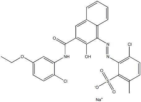 3-Chloro-6-methyl-2-[[3-[[(2-chloro-5-ethoxyphenyl)amino]carbonyl]-2-hydroxy-1-naphtyl]azo]benzenesulfonic acid sodium salt Struktur