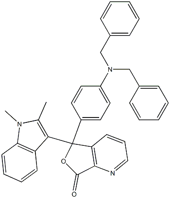 3-[p-(Dibenzylamino)phenyl]-3-(1,2-dimethyl-1H-indol-3-yl)-7-azaphthalide Struktur