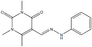 1,3,6-Trimethyl-5-[(2-phenylhydrazono)methyl]pyrimidine-2,4(1H,3H)-dione Struktur