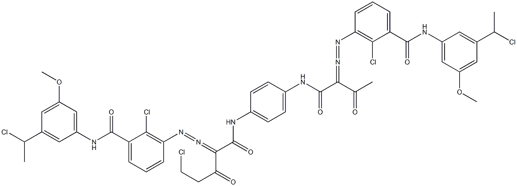 3,3'-[2-(Chloromethyl)-1,4-phenylenebis[iminocarbonyl(acetylmethylene)azo]]bis[N-[3-(1-chloroethyl)-5-methoxyphenyl]-2-chlorobenzamide] Struktur