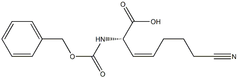 (2S,3Z)-2-[[[(Benzyl)oxy]carbonyl]amino]-7-cyano-3-heptenoic acid Struktur