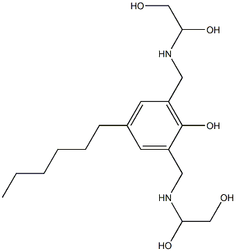 2,6-Bis[[(1,2-dihydroxyethyl)amino]methyl]-4-hexylphenol Struktur