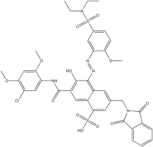 3-[(5-Chloro-2,4-dimethoxyphenyl)aminocarbonyl]-1-[5-[(diethylamino)sulfonyl]-2-methoxyphenylazo]-2-hydroxy-7-(phthalimidylmethyl)naphthalene-5-sulfonic acid Struktur