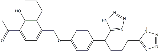 2'-Hydroxy-3'-propyl-4'-[[4-[1-[3-(1H-tetrazol-5-yl)propyl]-1H-tetrazol-5-ylmethyl]phenoxy]methyl]acetophenone Struktur