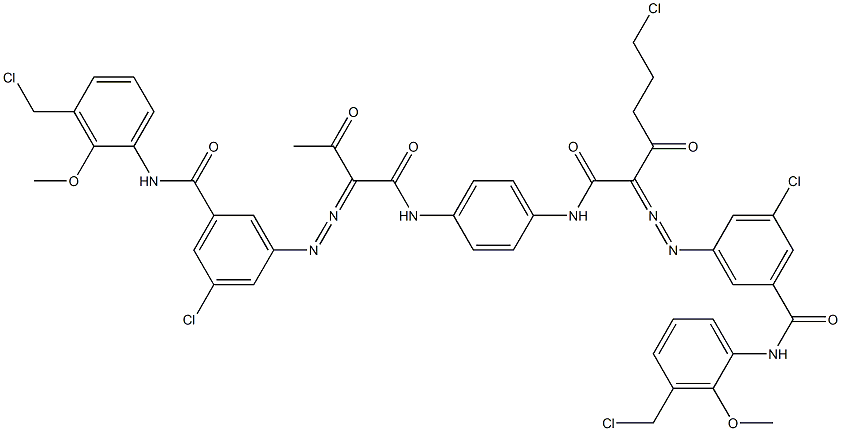 3,3'-[2-(2-Chloroethyl)-1,4-phenylenebis[iminocarbonyl(acetylmethylene)azo]]bis[N-[3-(chloromethyl)-2-methoxyphenyl]-5-chlorobenzamide] Struktur