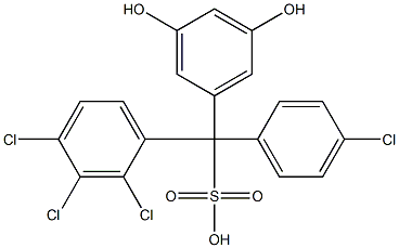 (4-Chlorophenyl)(2,3,4-trichlorophenyl)(3,5-dihydroxyphenyl)methanesulfonic acid Struktur