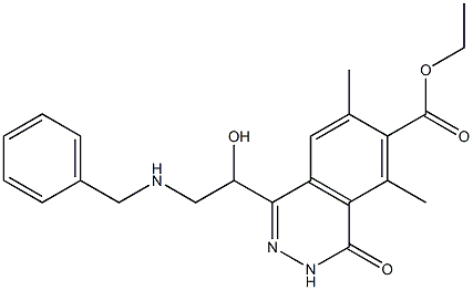 6,8-Dimethyl-4-[1-hydroxy-2-(benzylamino)ethyl]-1-oxo-1,2-dihydrophthalazine-7-carboxylic acid ethyl ester Struktur