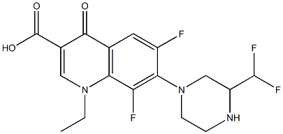 6,8-Difluoro-1-ethyl-7-(3-difluoromethyl-1-piperazinyl)-1,4-dihydro-4-oxoquinoline-3-carboxylic acid Struktur