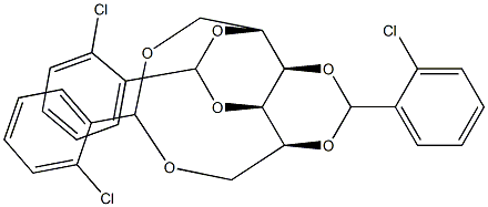 1-O,6-O:2-O,4-O:3-O,5-O-Tris(2-chlorobenzylidene)-D-glucitol Struktur