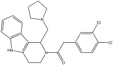 2,3,4,5-Tetrahydro-2-[(3,4-dichlorophenyl)acetyl]-1-[(1-pyrrolidinyl)methyl]-1H-pyrido[4,3-b]indole Struktur