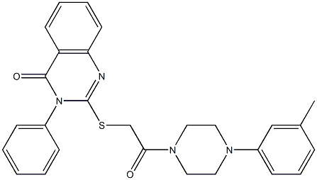 2-[[[[4-(3-Methylphenyl)piperazin-1-yl]carbonyl]methyl]thio]-3-phenylquinazolin-4(3H)-one Struktur