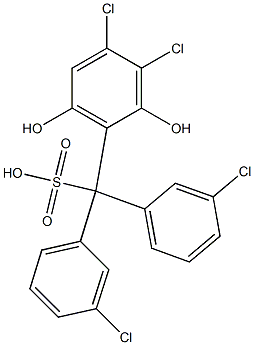 (3,4-Dichloro-2,6-dihydroxyphenyl)bis(3-chlorophenyl)methanesulfonic acid Struktur