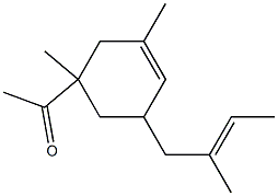 1,5-Dimethyl-3-(2-methyl-2-butenyl)-5-acetyl-1-cyclohexene Struktur