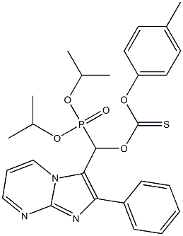 Thiocarbonic acid O-[(2-phenylimidazo[1,2-a]pyrimidin-3-yl)[bis(isopropyloxy)phosphinyl]methyl]O-(4-methylphenyl) ester Struktur