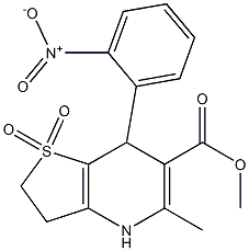 2,3,4,7-Tetrahydro-5-methyl-6-methoxycarbonyl-7-(2-nitrophenyl)thieno[3,2-b]pyridine 1,1-dioxide Struktur