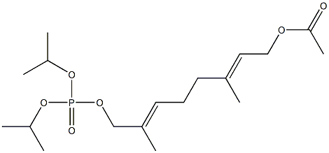 (2E,6E)-1-(Diisopropoxyphosphinyl)oxy-8-acetoxy-2,6-dimethyl-2,6-octadiene Struktur