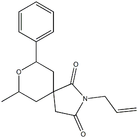 2-Allyl-7-methyl-9-phenyl-8-oxa-2-azaspiro[4.5]decane-1,3-dione Struktur