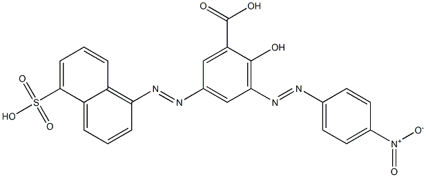 2-Hydroxy-3-[(4-nitrophenyl)azo]-5-[(5-sulfonaphthalen-1-yl)azo]benzoic acid Struktur