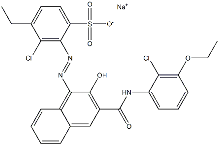 3-Chloro-4-ethyl-2-[[3-[[(2-chloro-3-ethoxyphenyl)amino]carbonyl]-2-hydroxy-1-naphtyl]azo]benzenesulfonic acid sodium salt Struktur