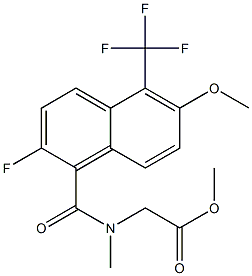 2-[N-Methyl-N-[[2-fluoro-6-methoxy-5-trifluoromethyl-1-naphthalenyl]carbonyl]amino]acetic acid methyl ester Struktur