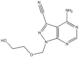 4-Amino-1-(2-hydroxyethoxymethyl)-1H-pyrazolo[3,4-d]pyrimidine-3-carbonitrile Struktur