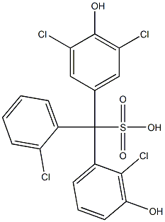 (2-Chlorophenyl)(2-chloro-3-hydroxyphenyl)(3,5-dichloro-4-hydroxyphenyl)methanesulfonic acid Struktur