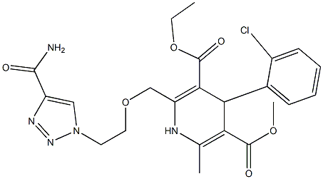 4-(2-Chlorophenyl)-1,4-dihydro-2-[2-(4-carbamoyl-1H-1,2,3-triazol-1-yl)ethoxymethyl]-6-methylpyridine-3,5-dicarboxylic acid 3-ethyl 5-methyl ester Struktur