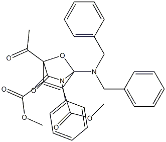 4-Acetyl-1-(dibenzylamino)-3-oxo-2-phenyl-7-oxa-2-azabicyclo[2.2.1]hept-5-ene-5,6-dicarboxylic acid dimethyl ester Struktur