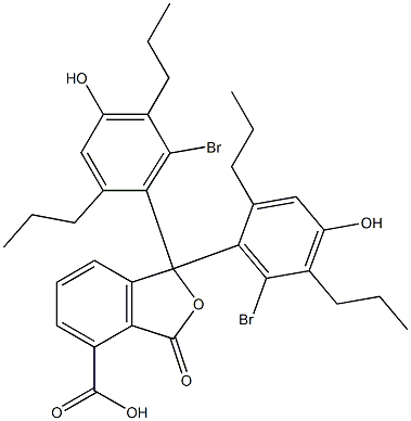 1,1-Bis(6-bromo-4-hydroxy-2,5-dipropylphenyl)-1,3-dihydro-3-oxoisobenzofuran-4-carboxylic acid Struktur