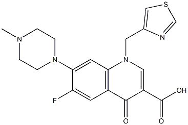 1,4-Dihydro-6-fluoro-7-(4-methylpiperazin-1-yl)-1-[(thiazol-4-yl)methyl]-4-oxoquinoline-3-carboxylic acid Struktur