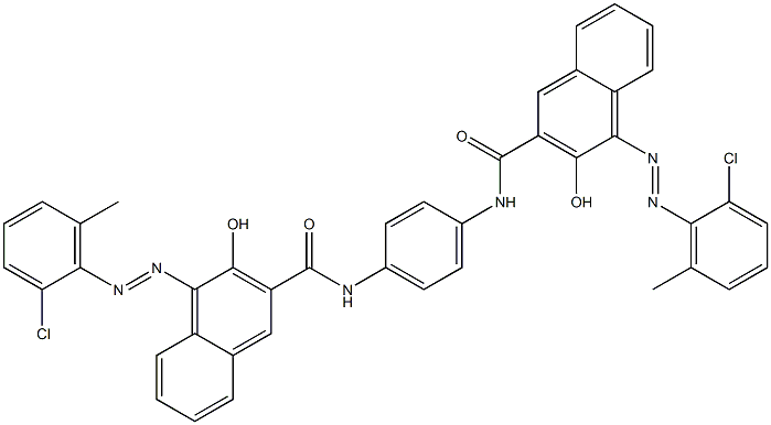 1,4-Bis[1-[(2-chloro-6-methylphenyl)azo]-2-hydroxynaphthalen-3-ylcarbonylamino]benzene Struktur