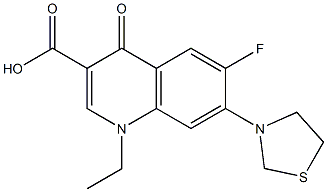 1,4-Dihydro-1-ethyl-6-fluoro-7-(thiazolidin-3-yl)-4-oxoquinoline-3-carboxylic acid Struktur