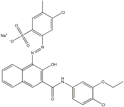 4-Chloro-3-methyl-6-[[3-[[(4-chloro-3-ethoxyphenyl)amino]carbonyl]-2-hydroxy-1-naphtyl]azo]benzenesulfonic acid sodium salt Struktur