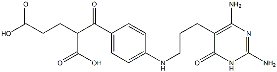 2-[4-[N-[3-[[2,6-Diamino-3,4-dihydro-4-oxopyrimidin]-5-yl]propyl]amino]benzoyl]glutaric acid Struktur