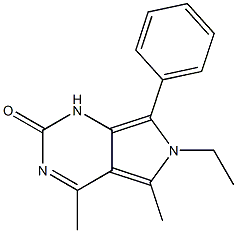 6-Ethyl-7-phenyl-4,5-dimethyl-6H-pyrrolo[3,4-d]pyrimidin-2(1H)-one Struktur