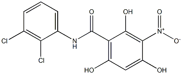 2,4,6-Trihydroxy-3-nitro-N-(2,3-dichlorophenyl)benzamide Struktur