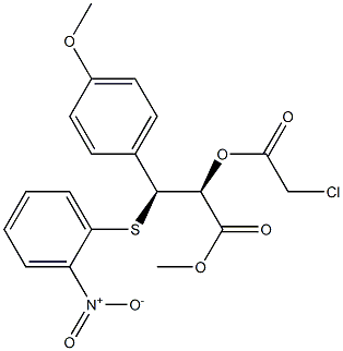 (2S,3S)-2-(Chloroacetoxy)-3-(4-methoxyphenyl)-3-(2-nitrophenylthio)propanoic acid methyl ester Struktur