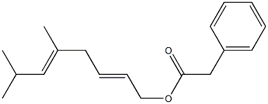 Phenylacetic acid 5,7-dimethyl-2,5-octadienyl ester Struktur